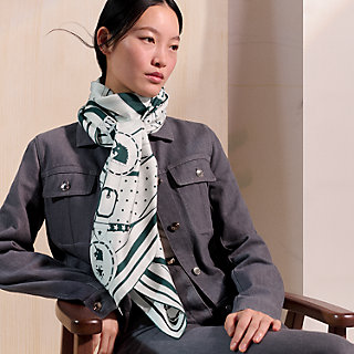 【HERMES】カレ140 La Promenade du Matin Bandanaスカーフ 両面 la-promenade-du-matin-bandana-